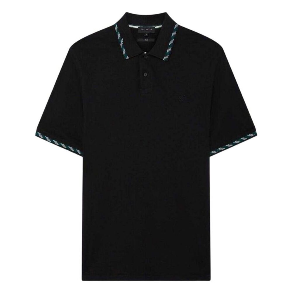 Ted Baker Mens Jacquard Short-Sleeved Polo Shirt / Black